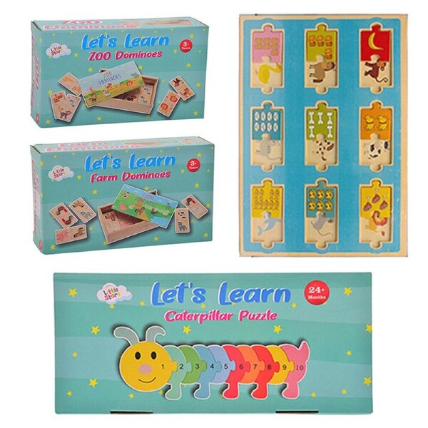 3pc Gibson Gifts Kids Learning Toy Lets Learn Number/2x Domino/Puzzle Combo Set