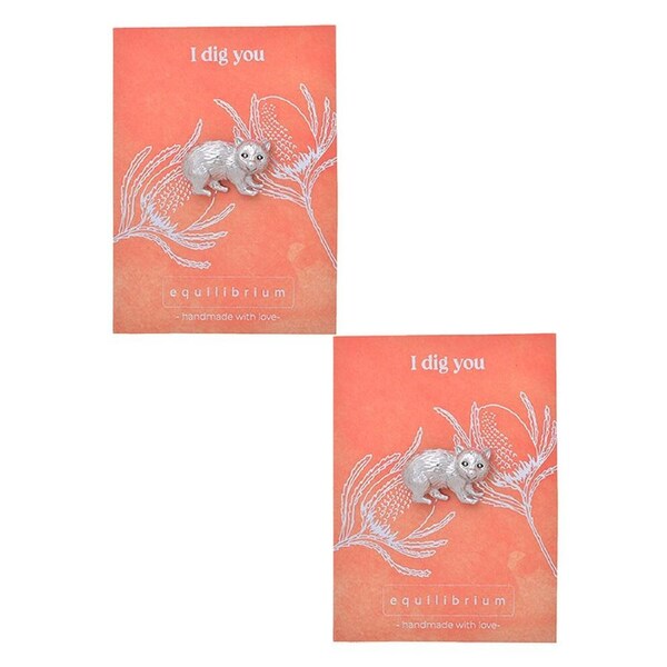 2PK Gibson Gifts Equilibrium Silver Aust Fauna Pin Brooch Wombat Jewellery Gift