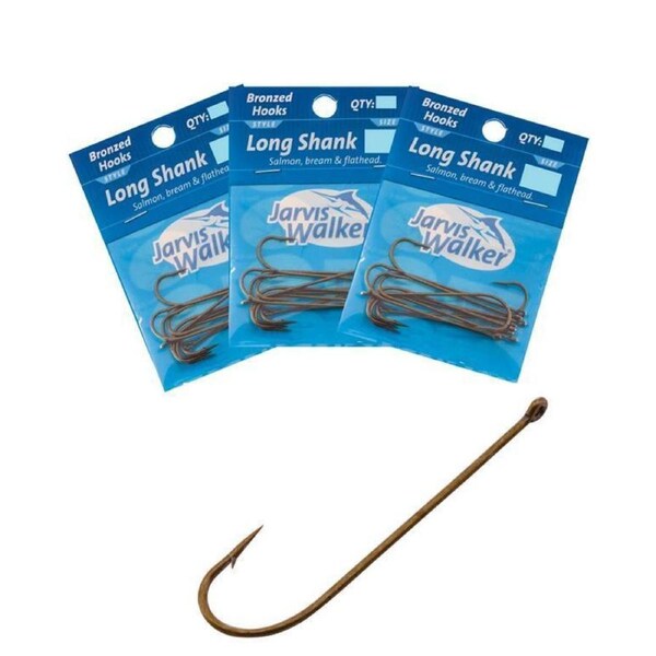 Bulk 3 Pack of Size 12 Jarvis Walker Bronze Long Shank Hooks Qty: 60 Hooks