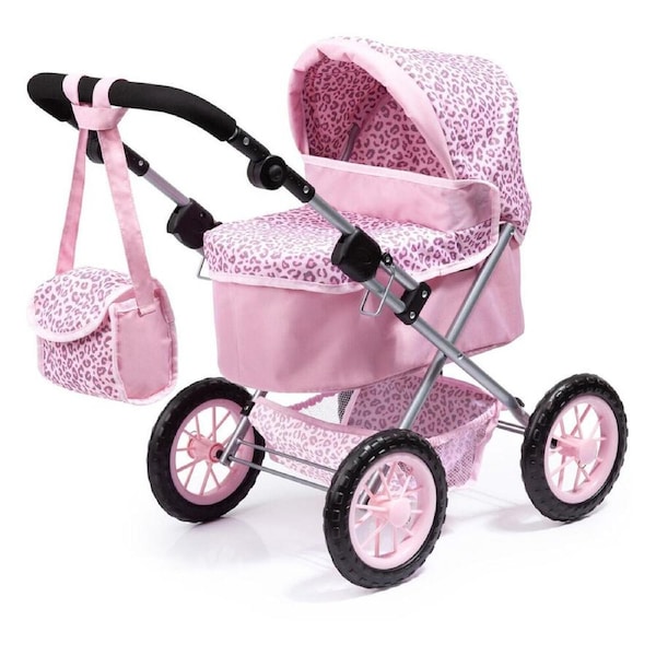 Bayer Trendy Leopard Print Pram Kids/Children Toy For 46cm Dolls Pink 3y+