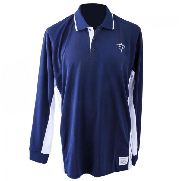 Small Jarvis Walker Navy/White Long Sleeve Fishing Shirt