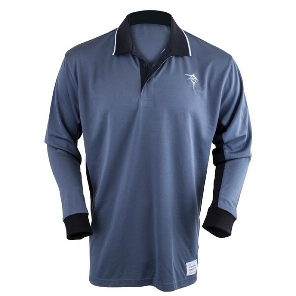 Small Jarvis Walker Grey Long Sleeve Shirt w/ Collar Light Fishing Jersey