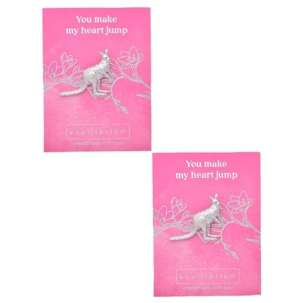2PK Gibson Gifts Equilibrium SILVR Aust Fauna Pin Brooch Kangaroo Jewellery Gift