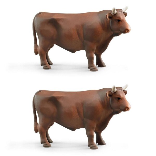 2PK Bruder ABS Bull Standing 18.5cm Farm Animal Action Figure Kids Toy Brown 3y+