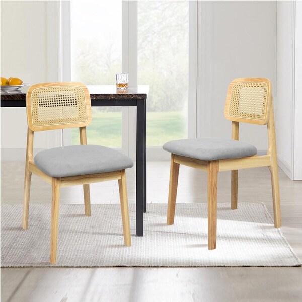 1 Set of 2 Levede Rattan Wicker Dining Chairs - Natural