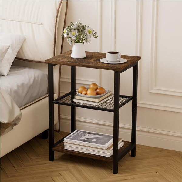 Levede End Side Table 3-Tier Sofa Couch Bedside Coffee Table Laptop Desk Shelf