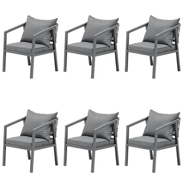 Livsip 6PCS Outdoor Furniture Chairs Garden Patio Garden Lounge Set Steel Frame