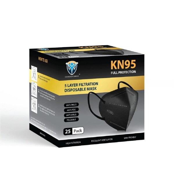 25Pcs KN95 Disposable Face Mask -Black