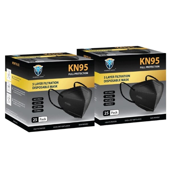 50Pcs KN95 Disposable Face Mask -Black