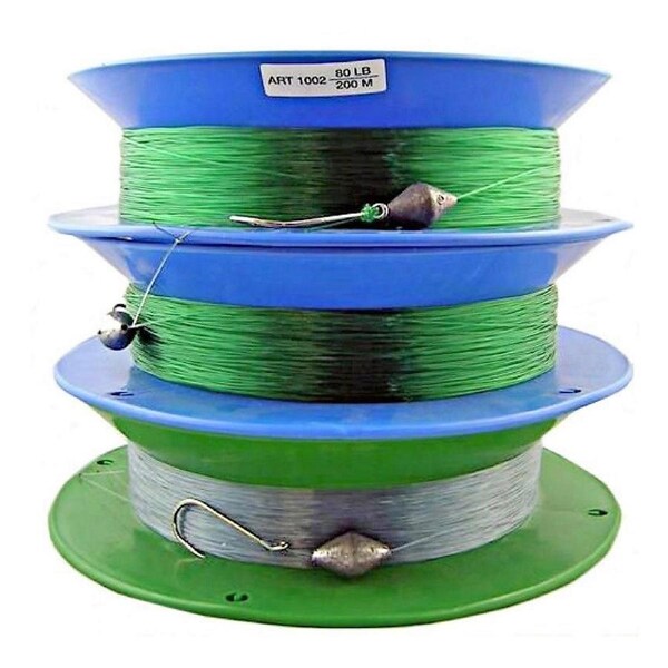 3 x 10 Inch Hand Caster Pre Rigged with 200m of 80lb Mono Fishing Line