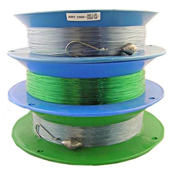 3 x 10 Inch Hand Casters Pre Rigged with 200m of 50lb Mono Fishing Line