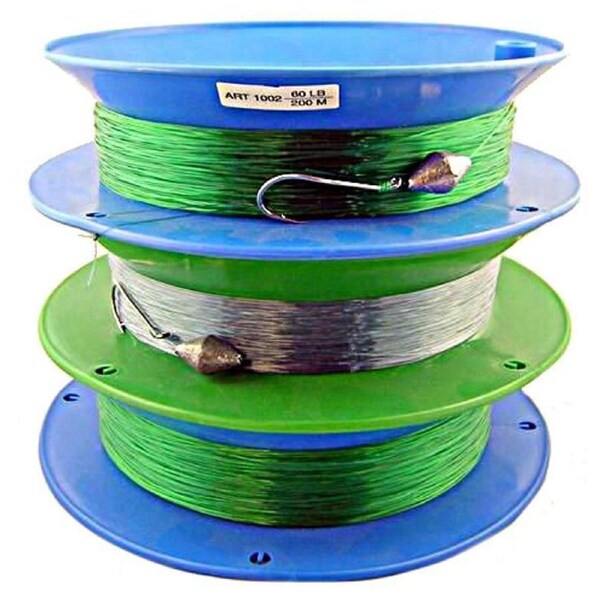 3 x 10 Inch Hand Casters Pre Rigged with 200m of 60lb Mono Fishing Line