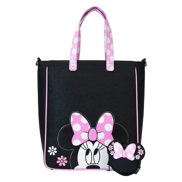 Loungefly Disney Minnie Mouse Floral Rock The Dots Tote Bag With Coin Bag