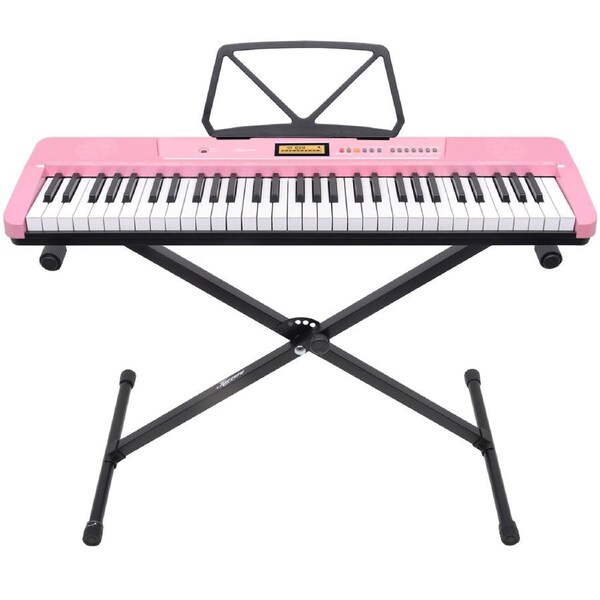 Karrera 61-Key Electronic Keyboard with LCD and Touch Response in Pink CHJ-291