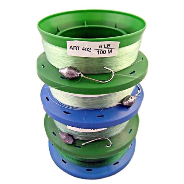 4 Pack of 4 Inch Hand Casters Pre Rigged with Mono Fishing Line - 6-9-12-15lb