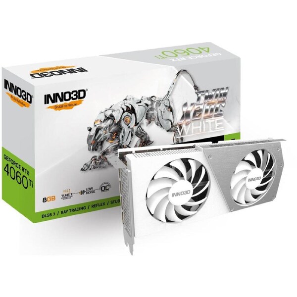 INNO3D nVidia GeForce RTX 4060 Ti 8GB TWIN X2 OC White GPU 8GB GDDR6 Graphics Card