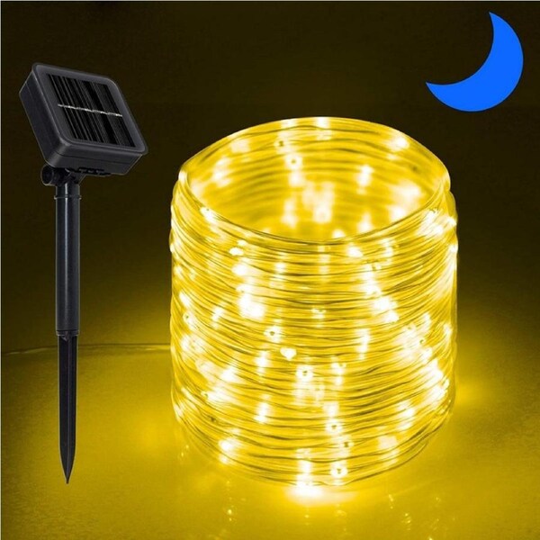 12M 100LED Solar Power LED Solar Powered Rope Tube String Lights -Warm White