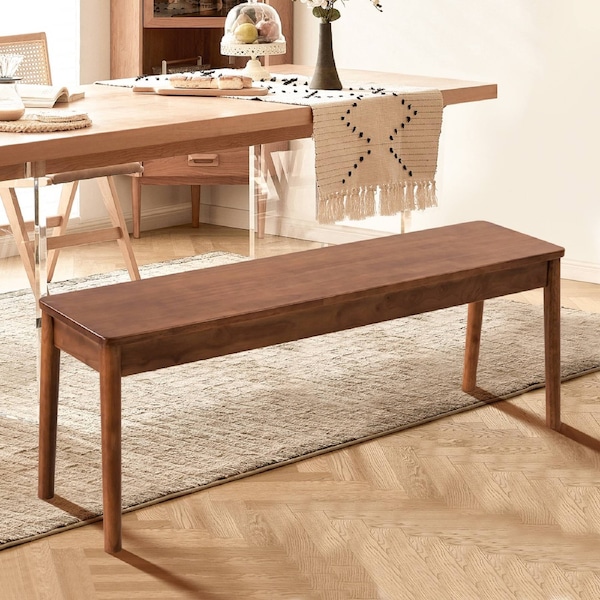 ACA 1x Walnut Dining Chair Bench Chair Seat Wooden Kitchen Outdoor Garden 120CM
