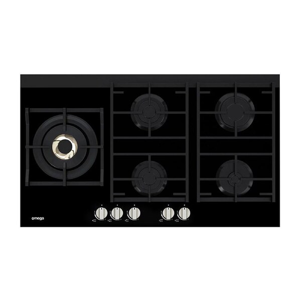 Omega OCG95FFX 90cm 5 Burner Gas Cooktop Stainless Steel