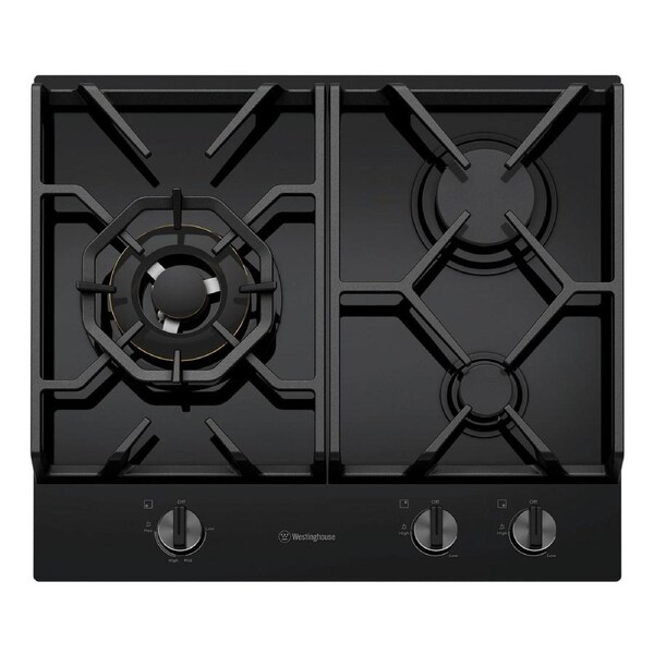 Westinghouse WHG639BD 60cm 3 Burner Ceramic Glass Gas Cooktop Black