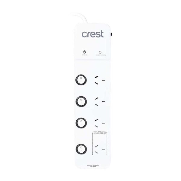 Crest PWA04980 4 Socket Power Board with Surge Protection