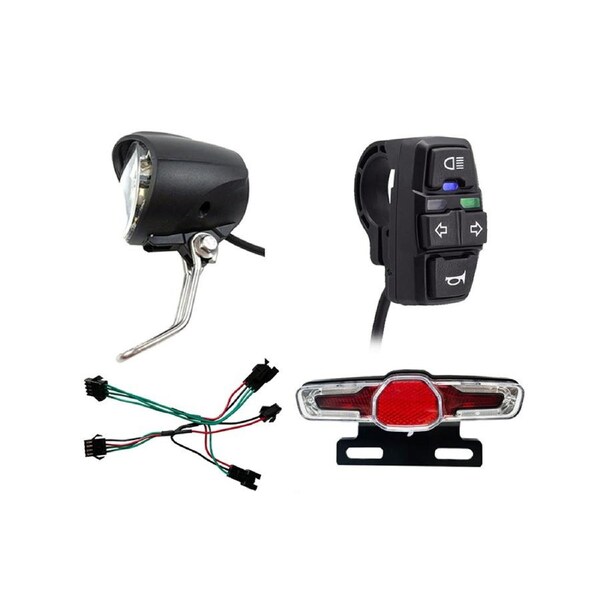 Electric Bike 36V 48V Headlight Front Lights TailLights Rear Warning Lights LED Night Spotlight Headlight Cycling