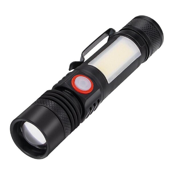 Led Flashlight Waterproof Flashlight Magnetic Torch Zoom T6+cob Flashlight With A Clip Portable Han