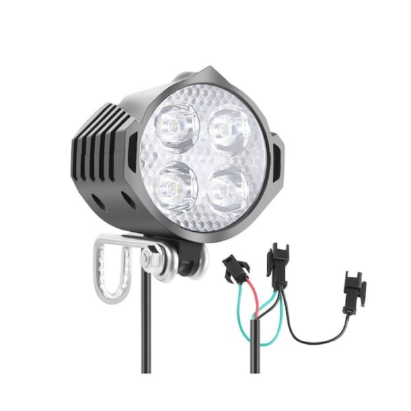E-Bike Led Headlight 12V 24V 36V 48V 60V 72V Bicycle Light with Horn Waterproof Front