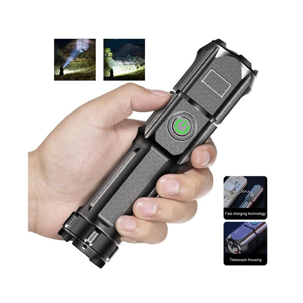Rechargeable Spotlight Excellent Heat Dissipation Variable Aperture IPX4 Water-proof 350 Lumen Outdoor LED Hand Held Spotlight for Outdoor Black