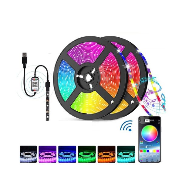 2Meters Multicolor Bluetooth USB RGB 60 LED Strip Lights IP65 Waterproof 5050 12V