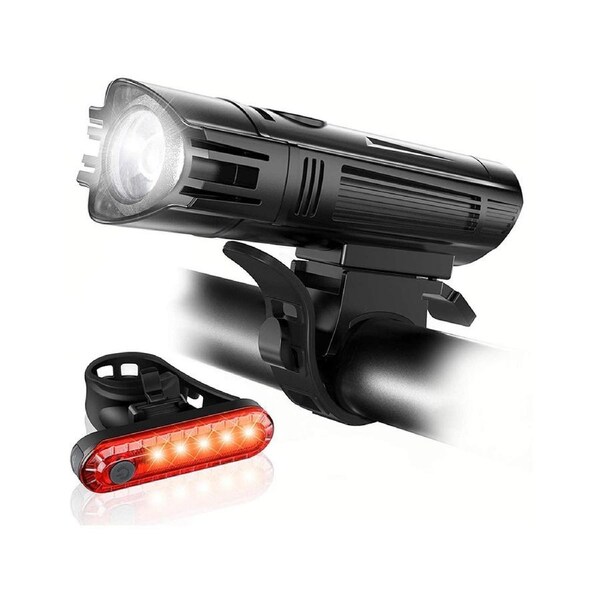 USB Rechargeable Bicycle Light Set, Powerful Bicycle Headlights and Rear Tail Lights, 4 Light Modes, Easy to Install, Suitable for Men, Women, Children,