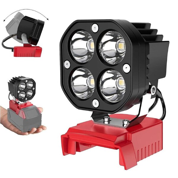 LED Work Light 40W 6000LM Flashlight, LED Flood Light, 18V Battery Cordless Work Light