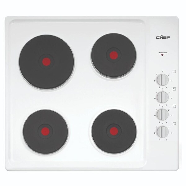Chef CHS642WB 60cm 4-Zone Electric Solid Cooktop, White