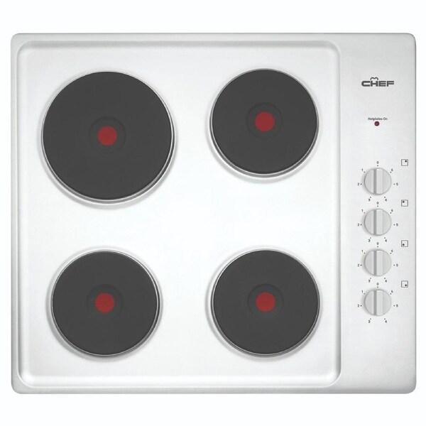 Chef CHS642SB 60cm 4-Zone Electric Solid Cooktop, Stainless