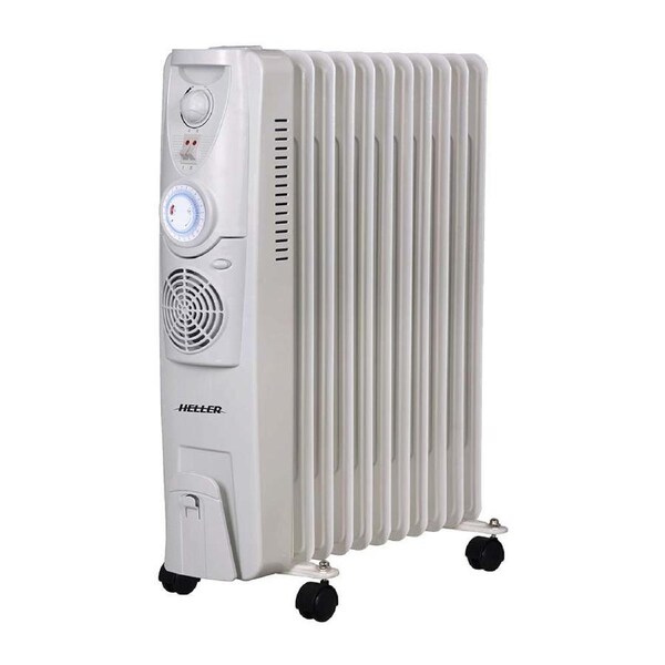 Heller HOCH11FT 2400W 11 Fin Electric Oil Heater w/ Timer