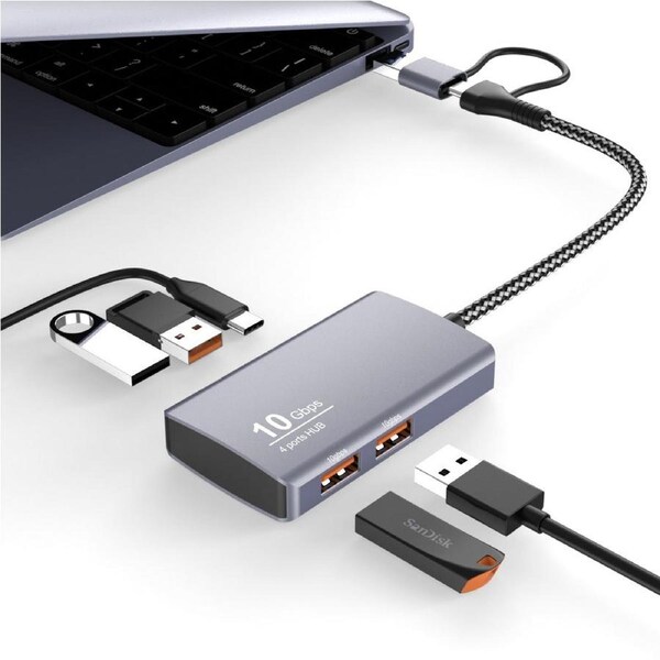USB 3.2 Gen2 10Gbps Hub – Multi-Port Splitter for Phones, Tablets, Laptops (Universal)