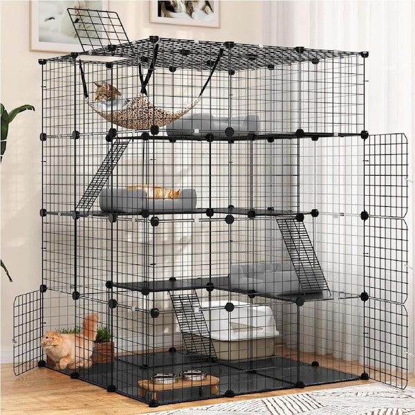 Advwin Cat Cage 4 Tier Large DIY Pet Crate Cat Villa Cat Enclosure
