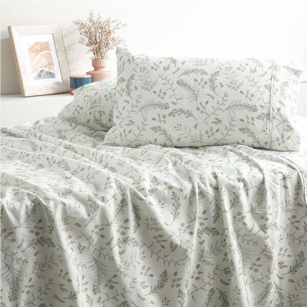 Park Avenue 175GSM Egyptian Cotton Flannelette Fitted Sheet Set Hakea Mega Queen