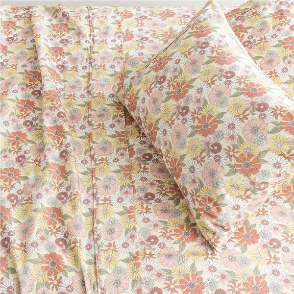 Park Avenue 175GSM Cotton Flannelette Fitted Sheet Set Lily Pilly Single