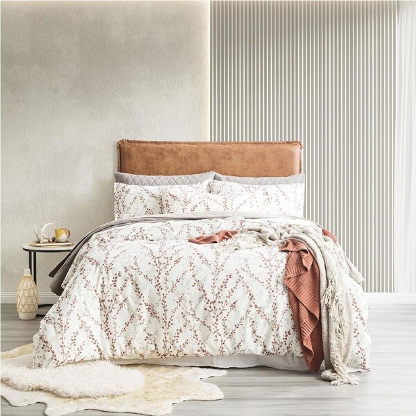 Park Avenue 175GSM Cotton Flannelette Quilt Cover Set Winter Berry Super King