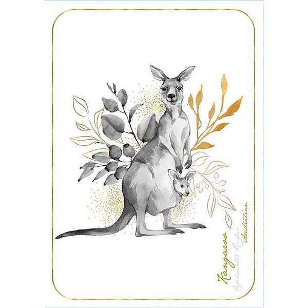 Old Tupton Ware Fauna Flora of Australia Tea Towel 50x70cm Gold Kangaroo, Landmark OT307