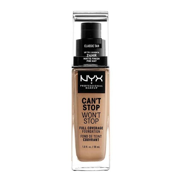 NYX Can't Stop Wont Stop Full Coverage Foundation 30ml CSWSF12 CLASSIC TAN