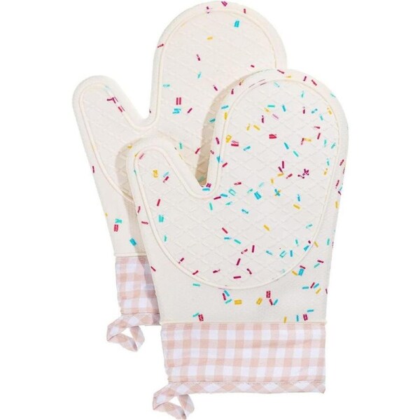 Didaey Silicone Oven Mitts Set of 2, Heat Resistant to 500°F, Waterproof Kitchen Gloves with Cotton Lining, 28cm Long