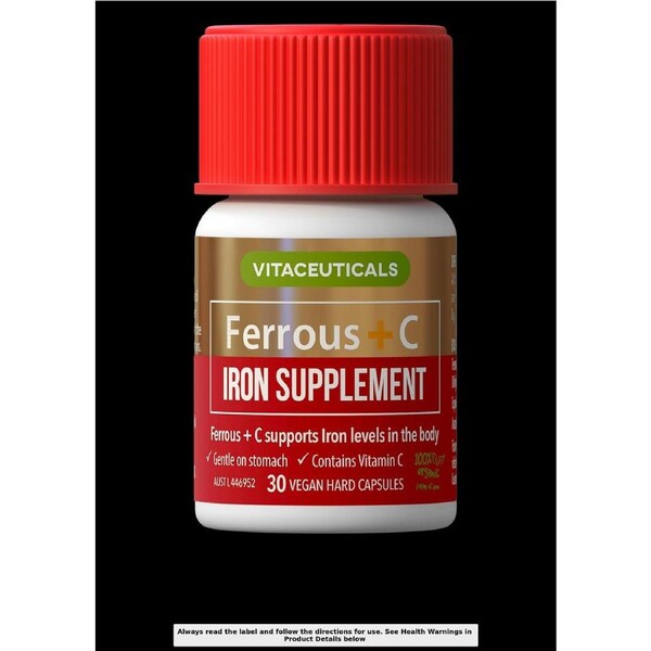 Vitaceuticals Ferrous + C Iron Supplement 30 Hard Capsules