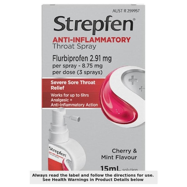 Strepfen Throat Spray with Anti-inflammatory Action Cherry & Mint Flavour 15ml