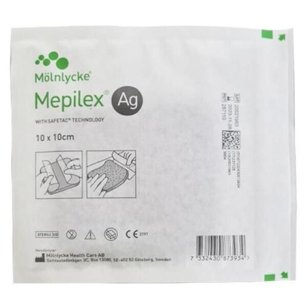 Mepilex AG Antimicrobial Foam Dressing 287110 10cm x 10cm Single