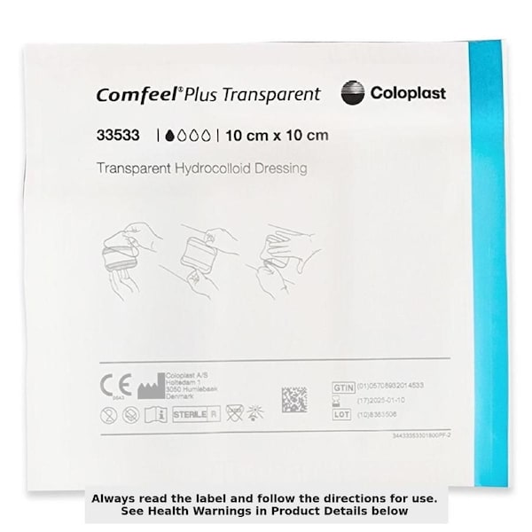 Comfeel Plus Transparent Hydrocolloid Dressing 10cm x 10cm Single