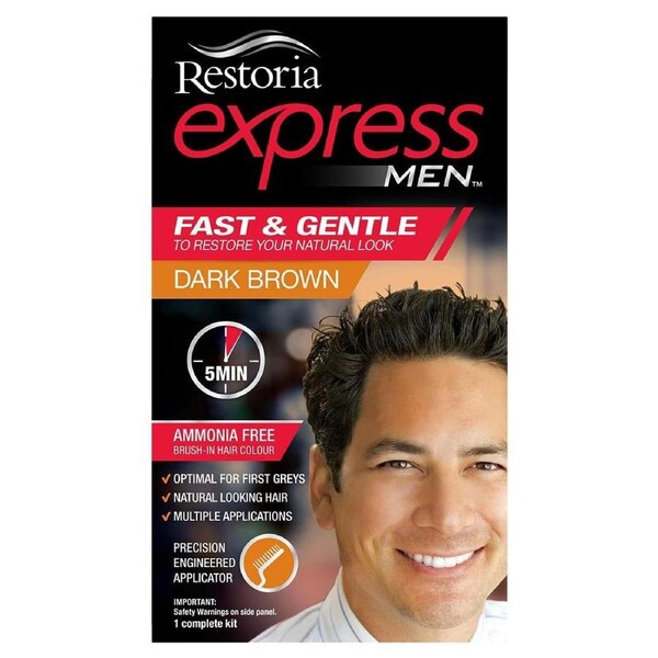 Restoria Express Men's Brush In Hair Colour Dark Brown