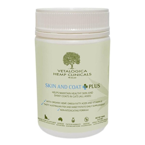Vetalogica Hemp Clinicals Skin & Coat Plus Cat Supplement 100g