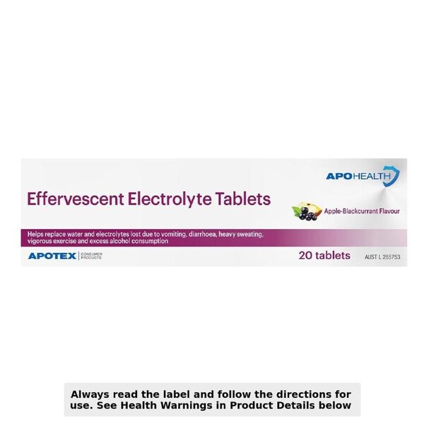 APOHEALTH Effervescent Electrolyte Tablets Apple-Blackcurrant 20 Tablets
